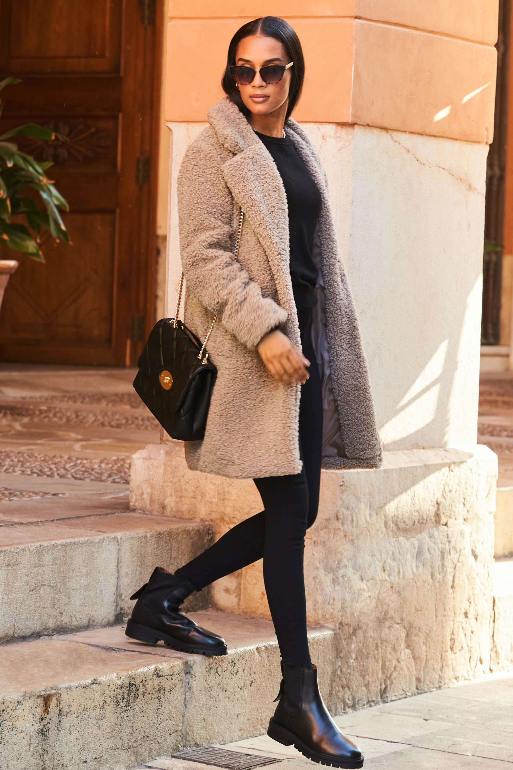 Buy Sosandar Natural Teddybear Borg Hip Length Coat from the Next UK online shop