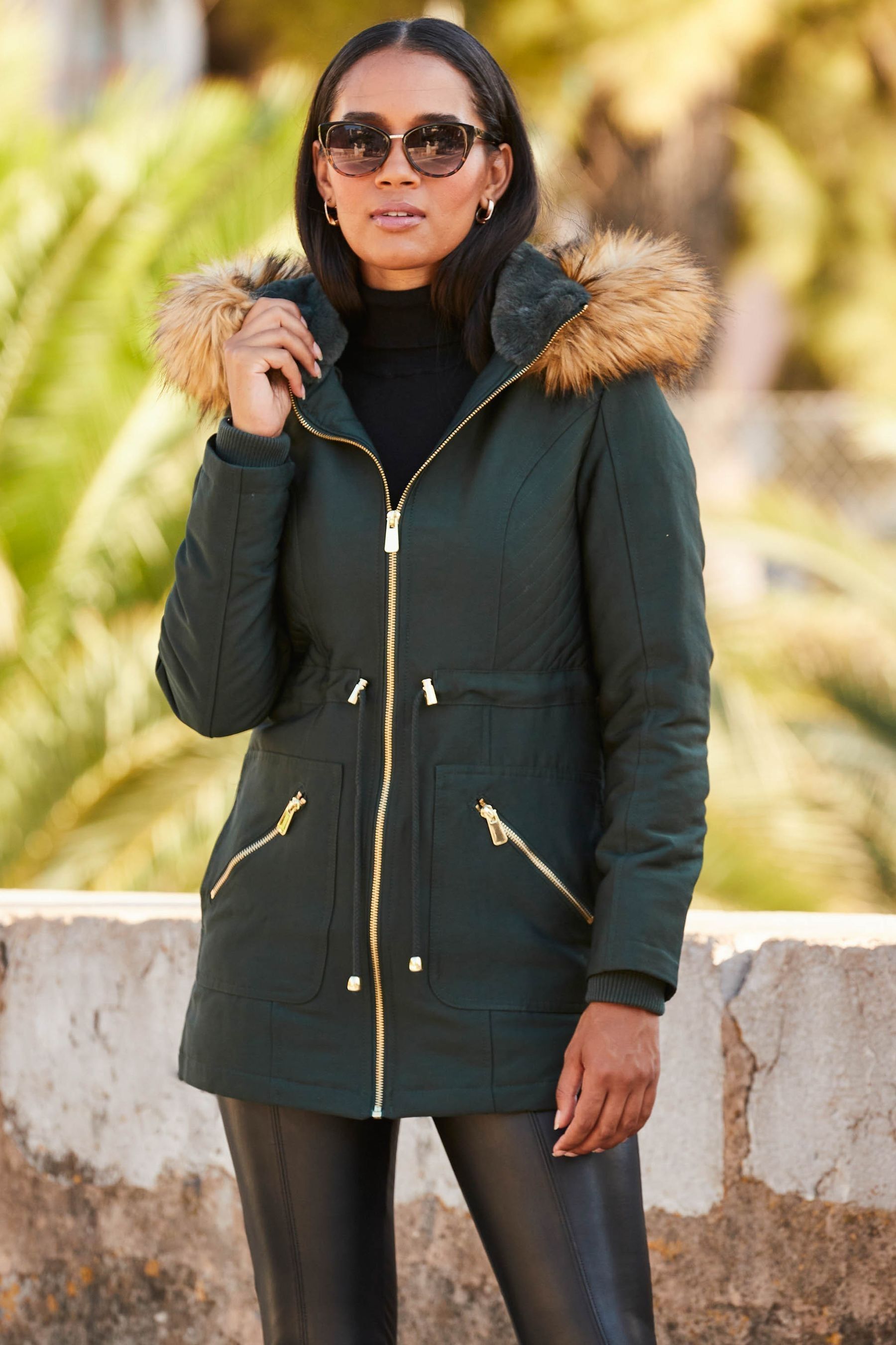 Buy Sosandar Green Glam Parka from Next Luxembourg