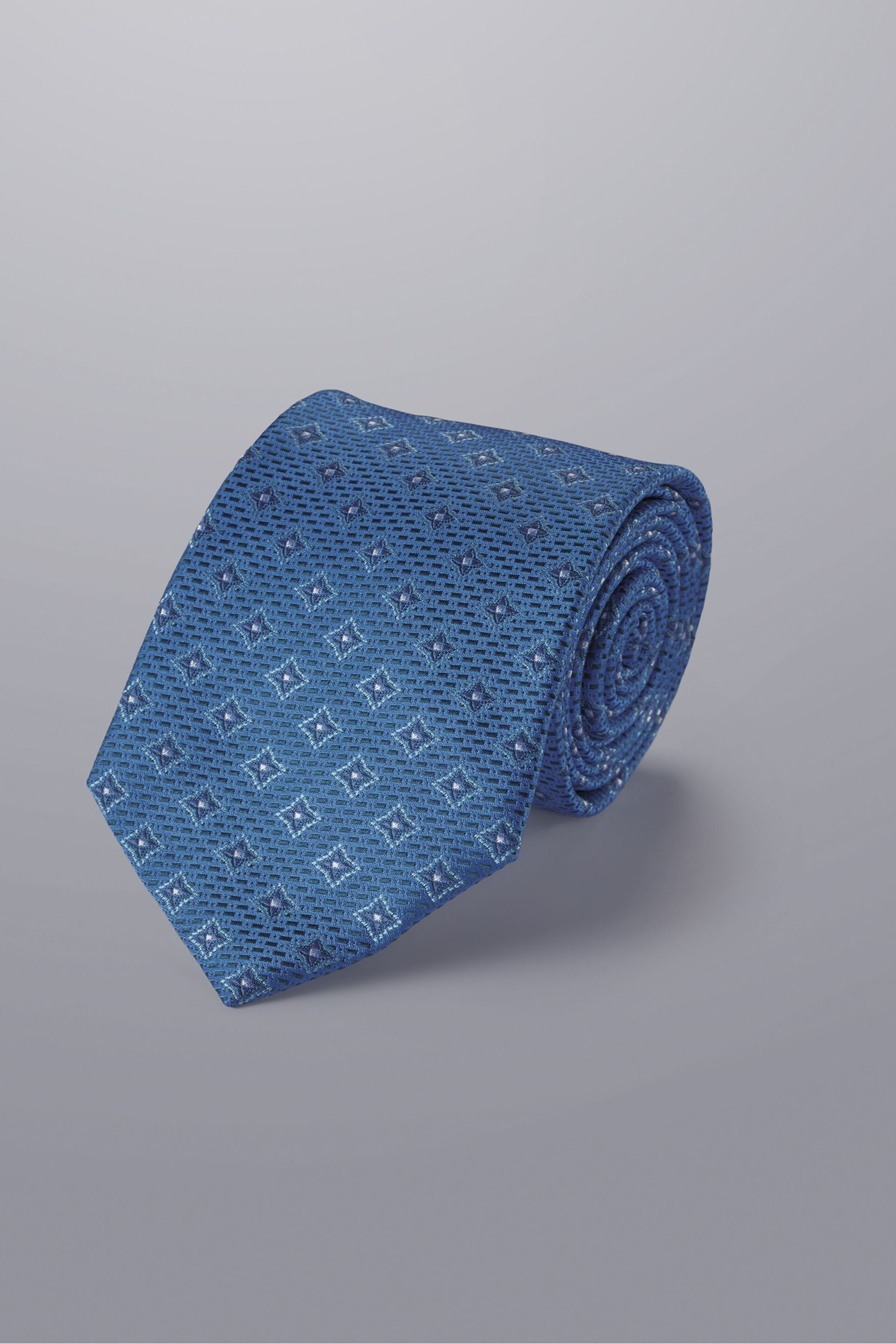 Charles Tyrwhitt Blue Medallion Silk Stain Resistant Pattern Tie - Image 1 of 2