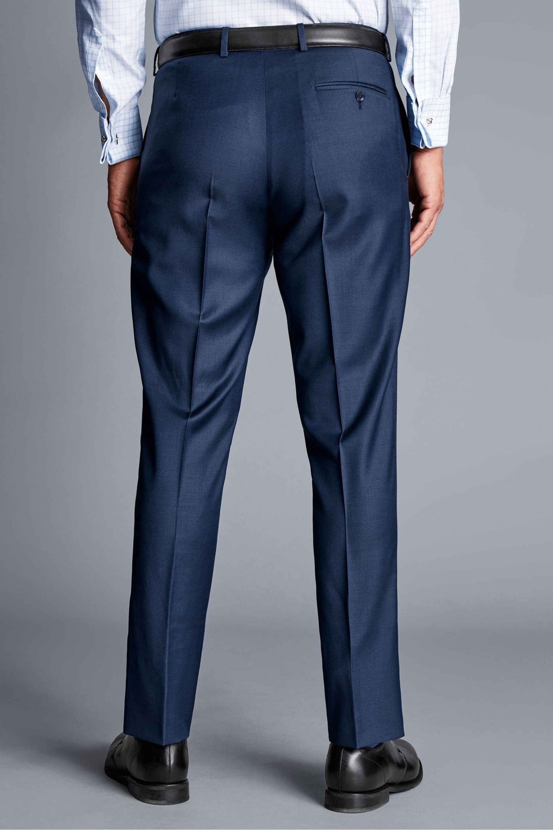 Charles Tyrwhitt Blue Classic Fit Stretch Twill Suit Trousers - Image 2 of 3