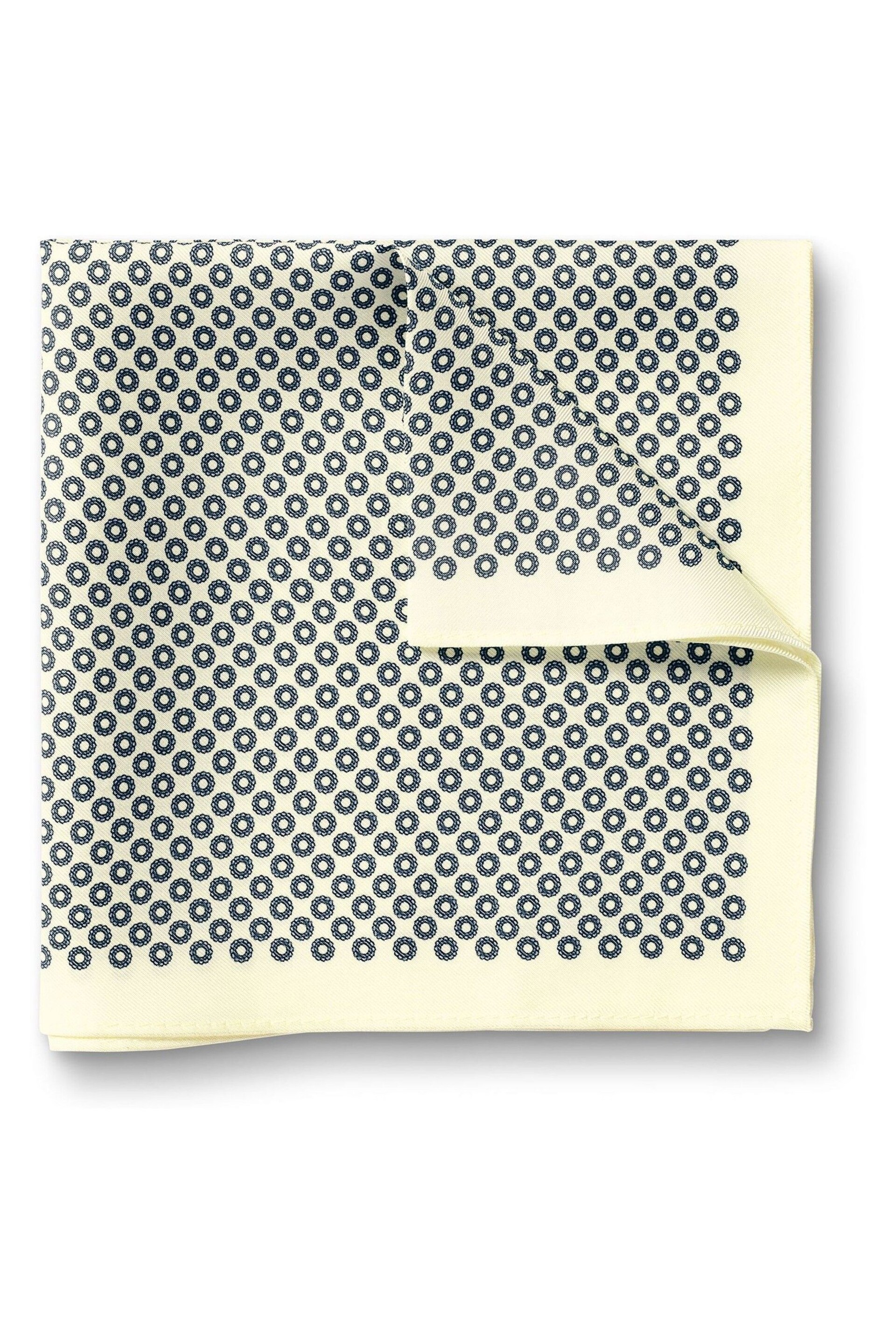 Charles Tyrwhitt Natural Circle Print Silk Pocket Square - Image 1 of 2