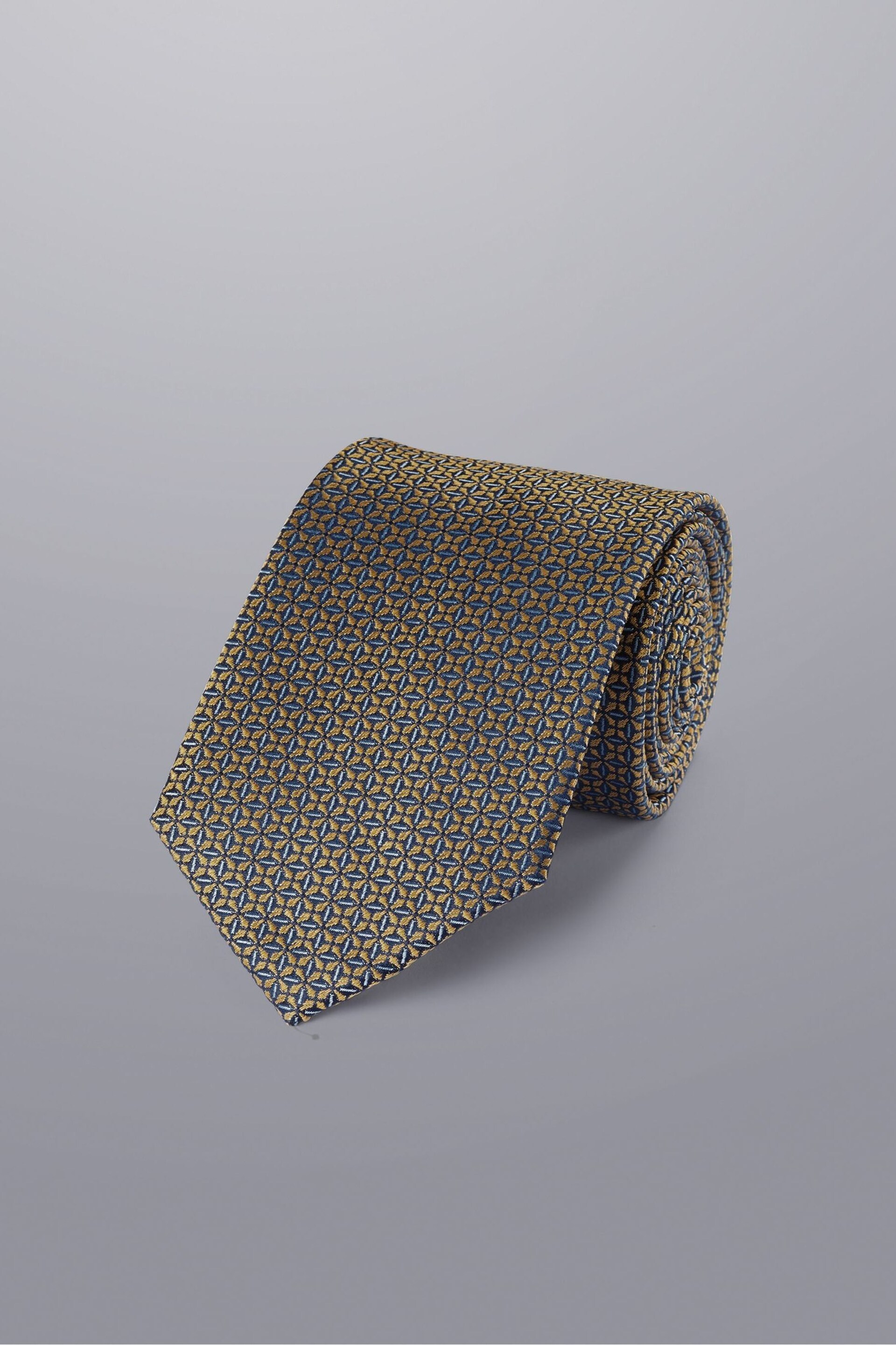 Charles Tyrwhitt Yellow Semi Plain Silk Stain Resistant Pattern Tie - Image 1 of 2
