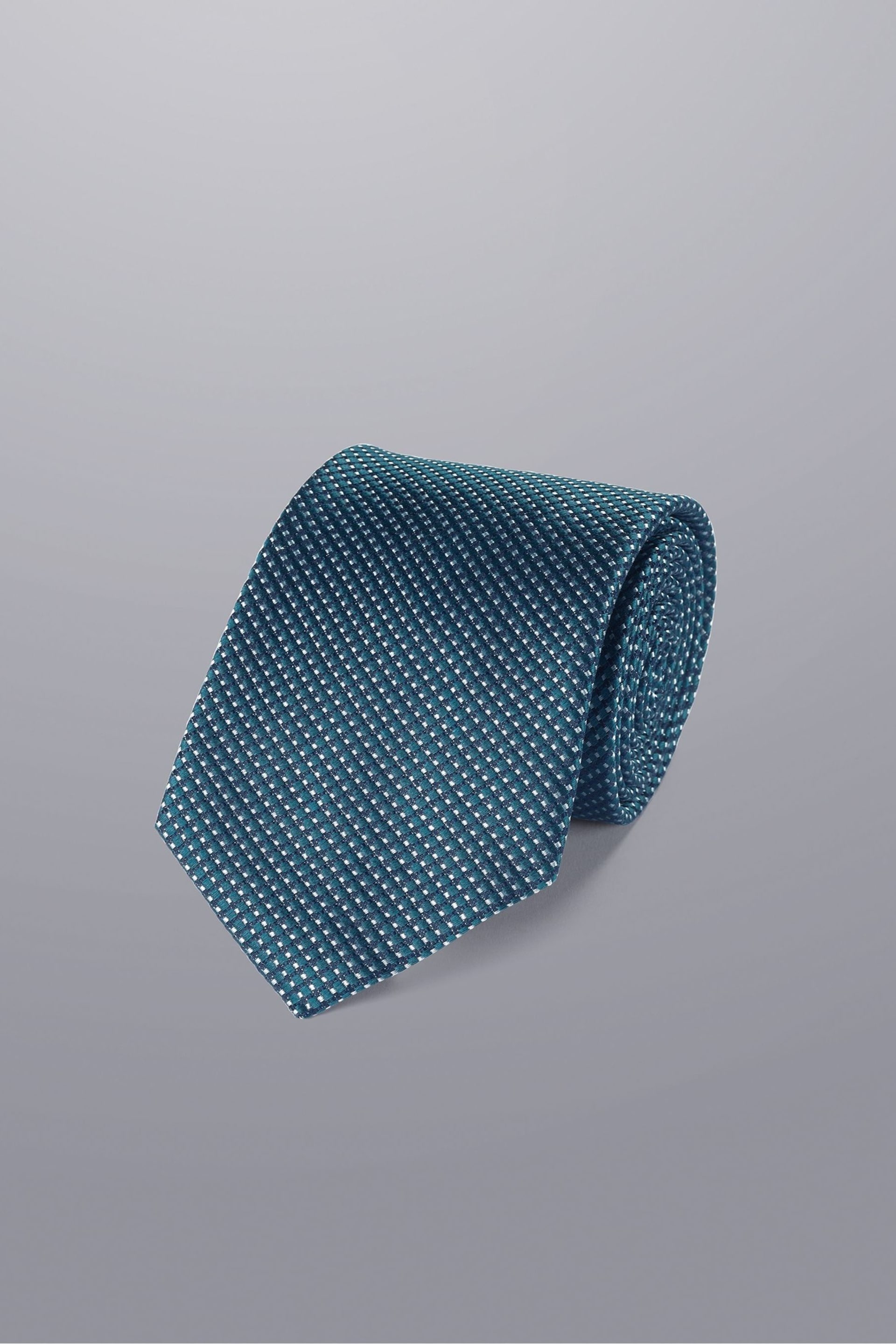 Charles Tyrwhitt Blue/White Semi Plain Silk Stain Resistant Pattern Tie - Image 1 of 2
