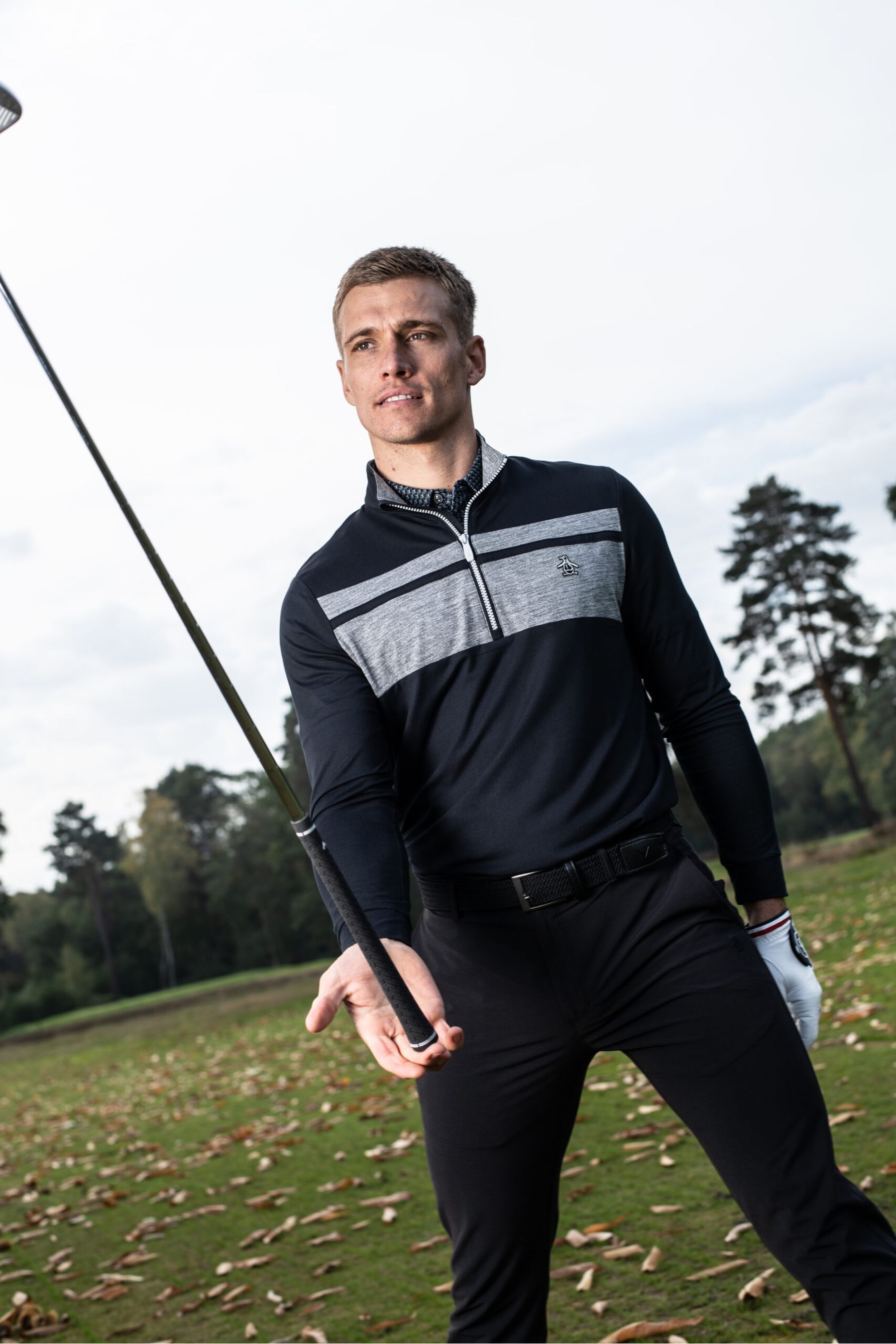 Buy Original Penguin Golf Mens Lightweight Quarter Zip Heritage Block Pullover Black Jacket from Next Ireland