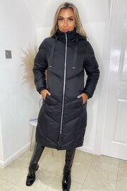 AX Paris Long Puffer Black Coat - Image 3 of 4