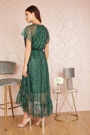Yumi Green Sequin Angel Sleeve Midi Dress - Image 2 of 5