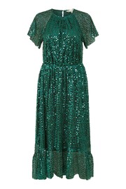 Yumi Green Sequin Angel Sleeve Midi Dress - Image 5 of 5