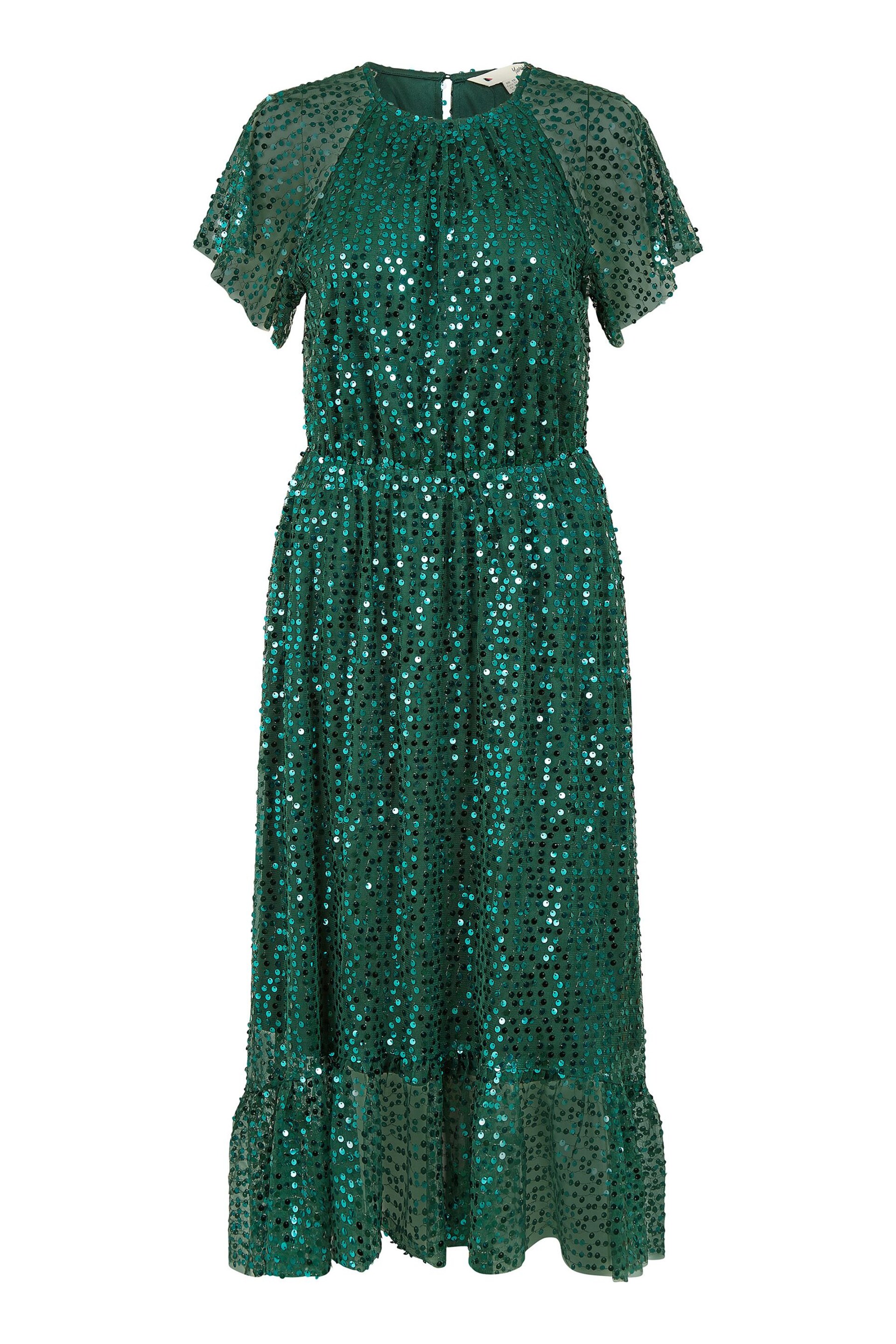 Yumi Green Sequin Angel Sleeve Midi Dress - Image 5 of 5