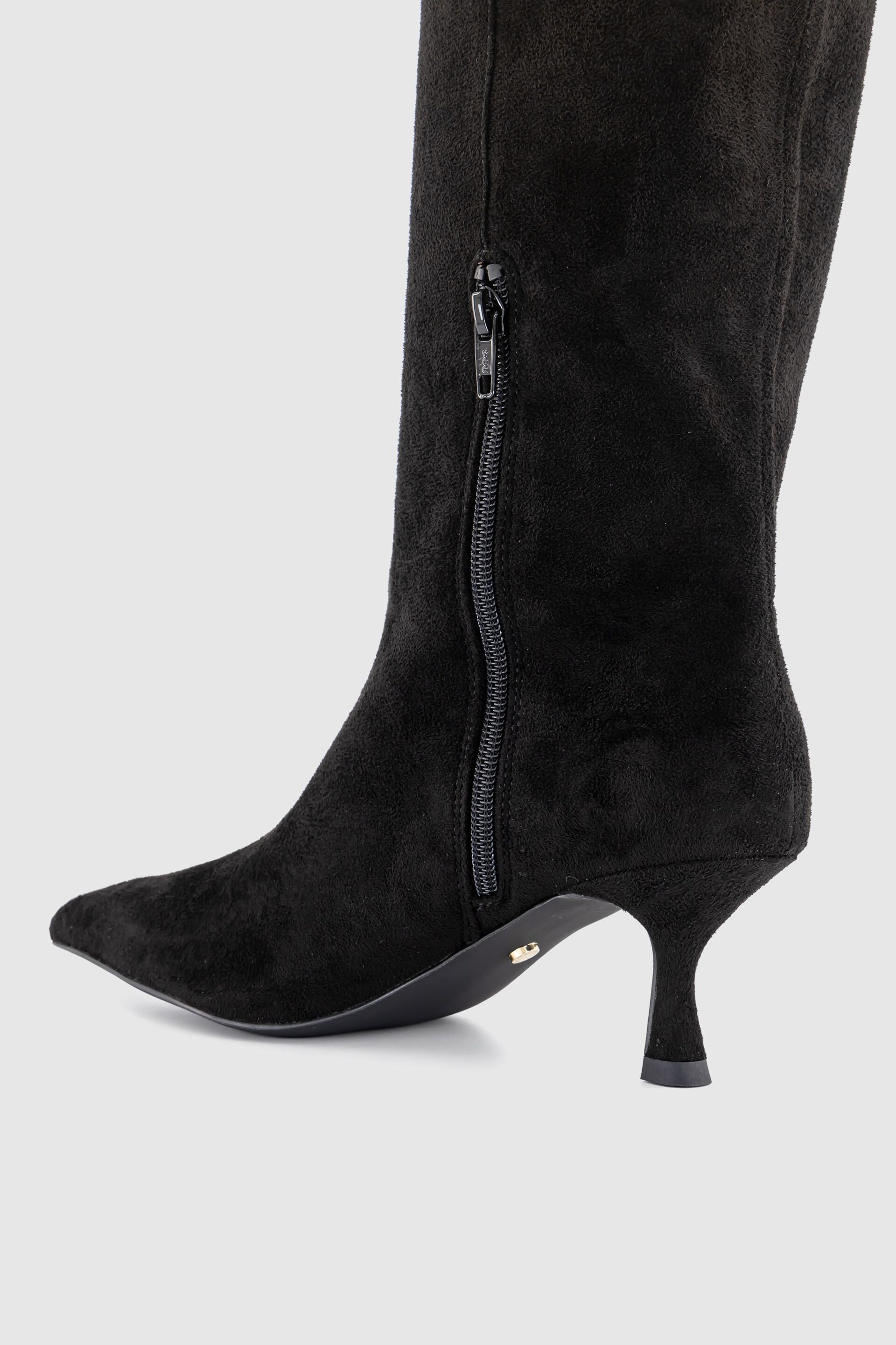 Office Black Suedette Kitten Heel Knee High Boot - Image 4 of 4