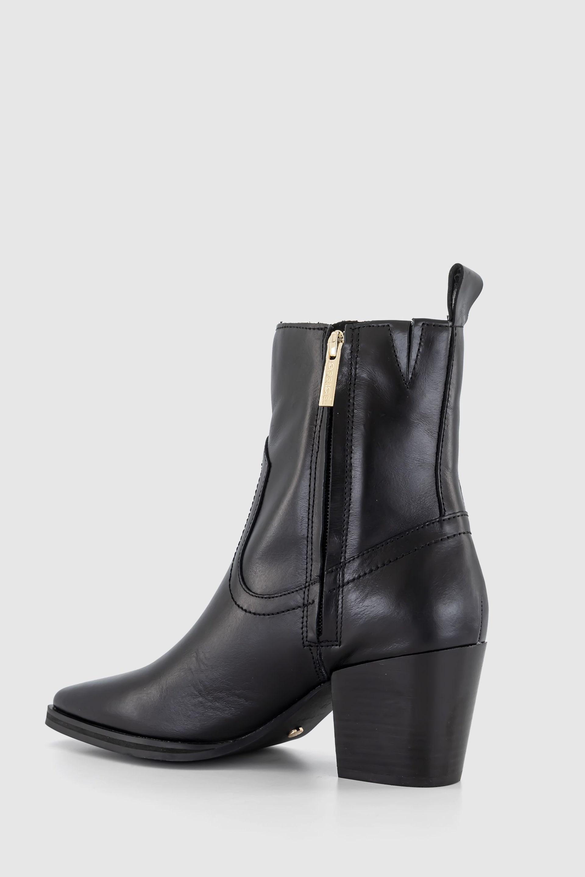 Office Black Leather Western Ankle Boots - Image 3 of 4