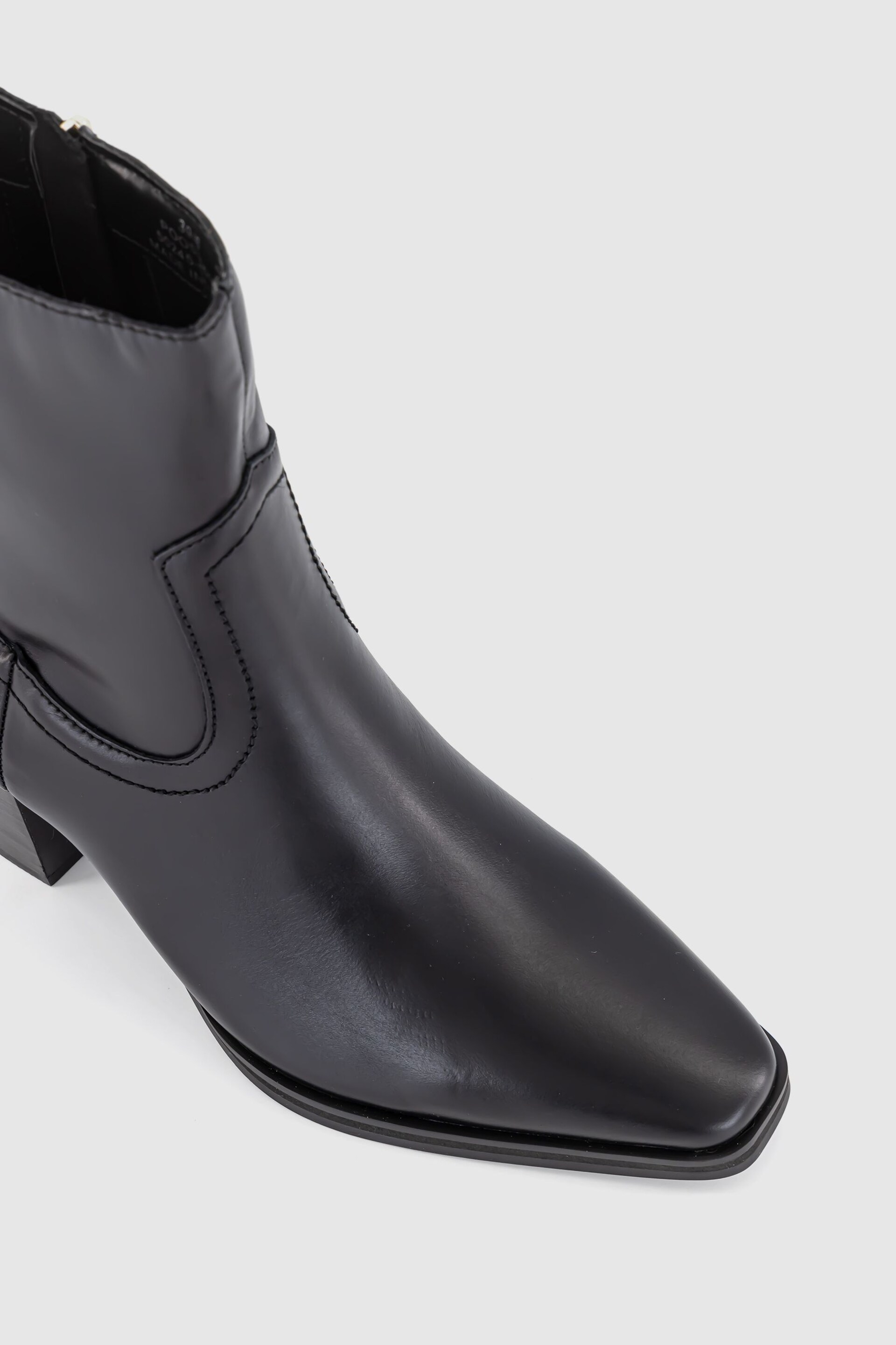 Office Black Leather Western Ankle Boots - Image 4 of 4