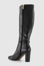Office Black Block Heel High Leg Boot With Buckle Detail - Image 3 of 4