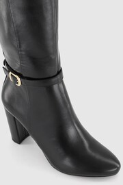 Office Black Block Heel High Leg Boot With Buckle Detail - Image 4 of 4