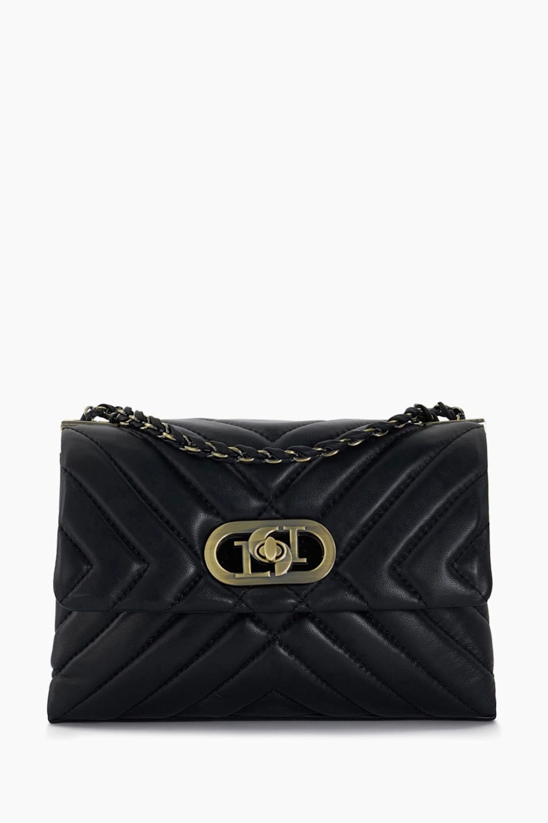 Dune London Black Chrome Small Regent Quilted Shoulder Bag - Image 3 of 6