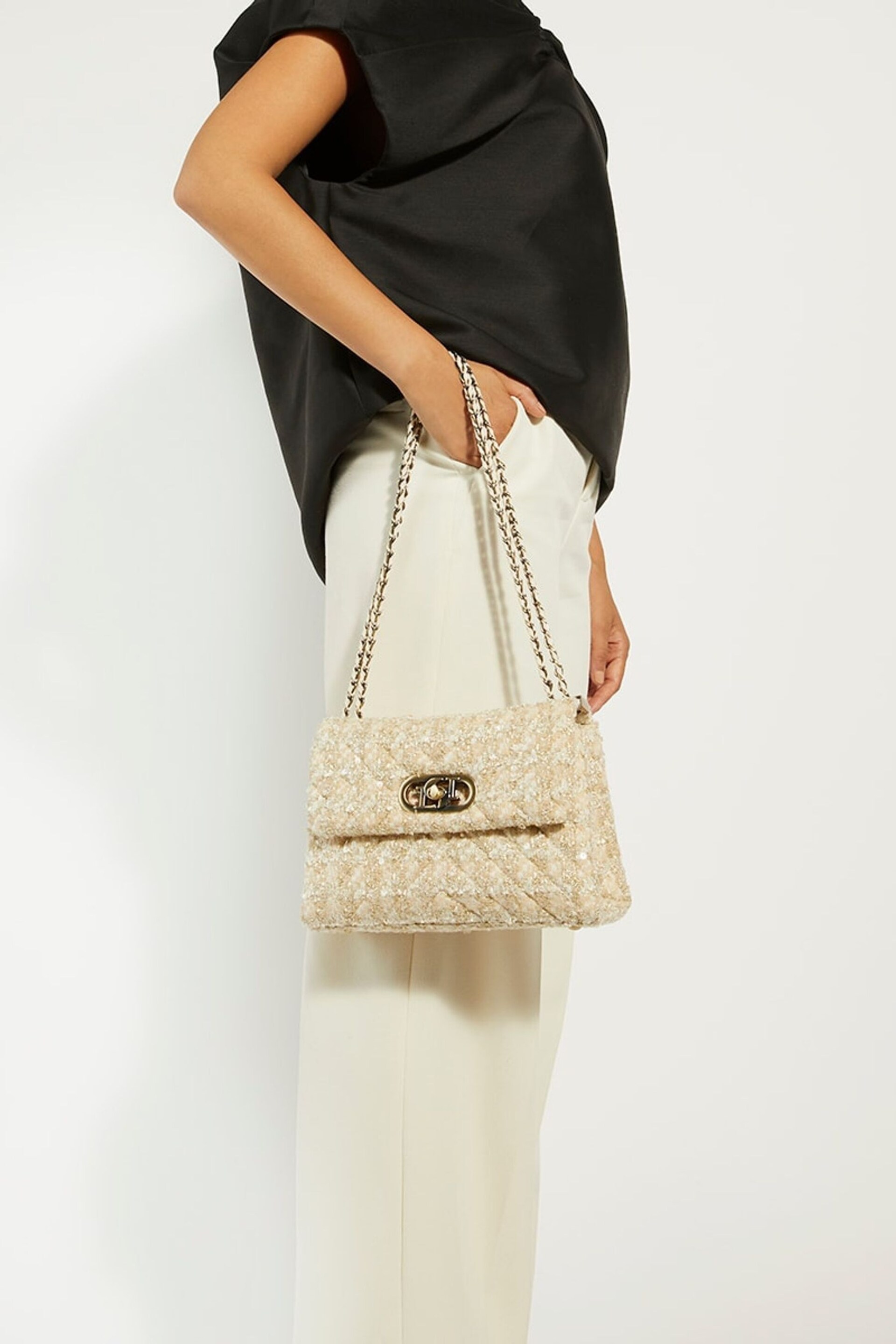 Dune London Natural Small Regent Quilted Shoulder Bag - Image 1 of 4