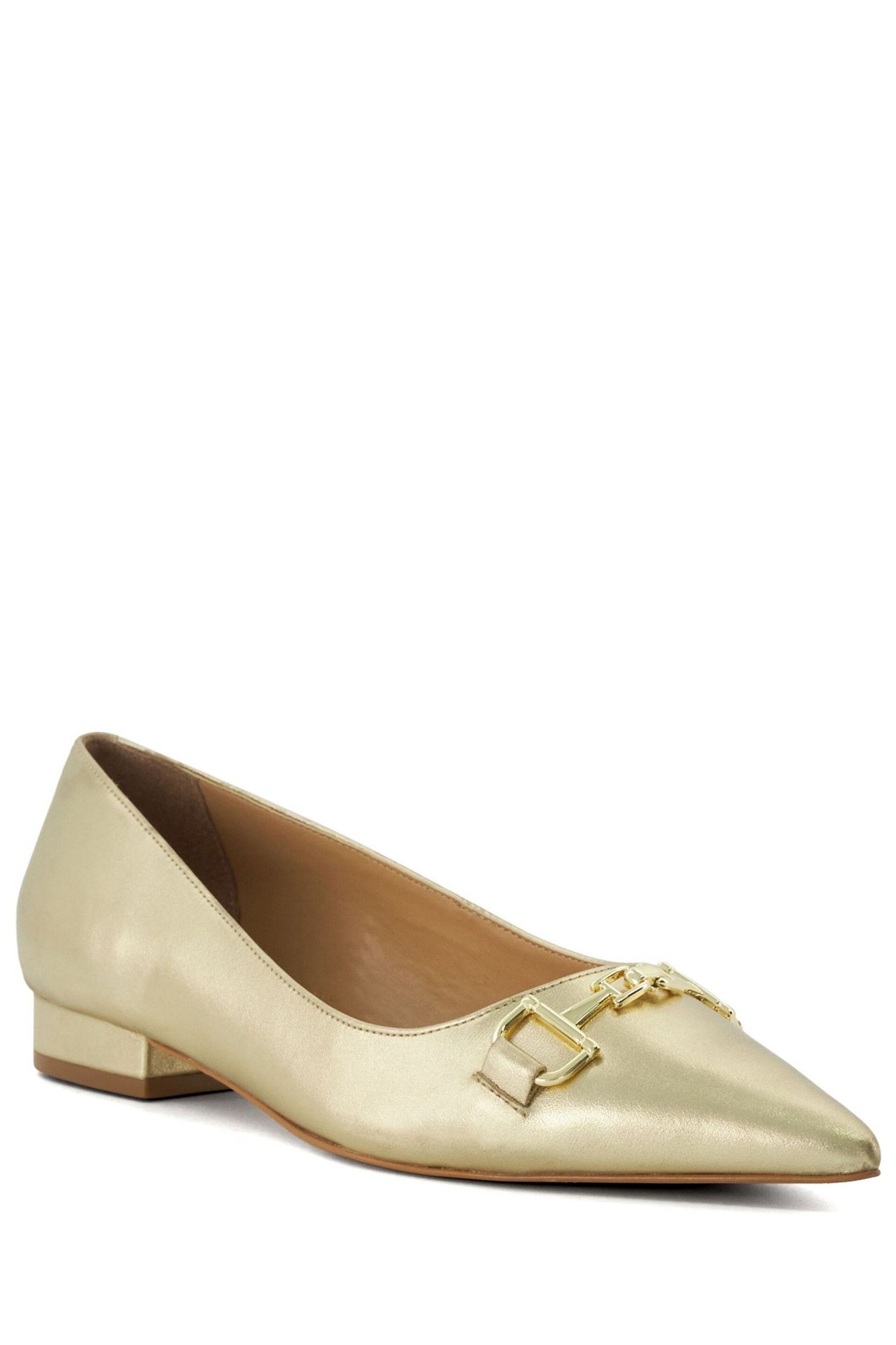 Dune London Gold Haydenne DD Snaffle Ballerinas - Image 3 of 6