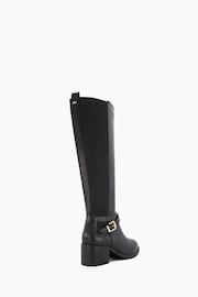 Dune London Black Wide Fit Tildy Strap Detail Knee-High Boots - Image 3 of 4