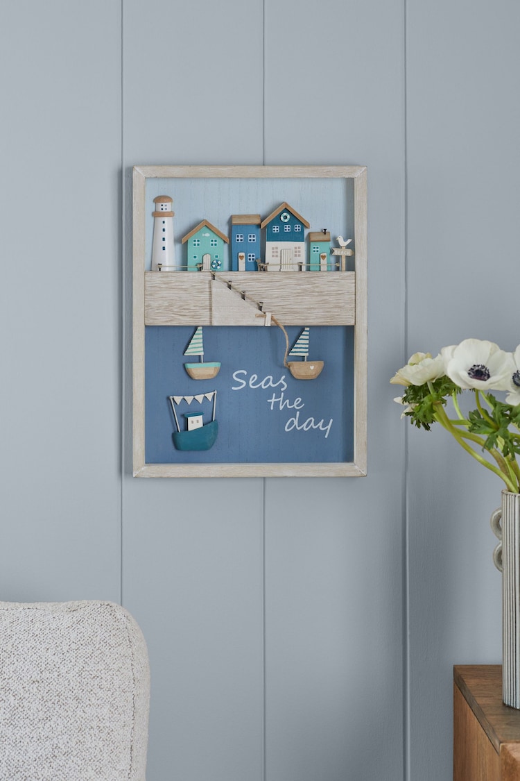 Blue 3D Seaside Framed Wall Art - Image 1 of 6