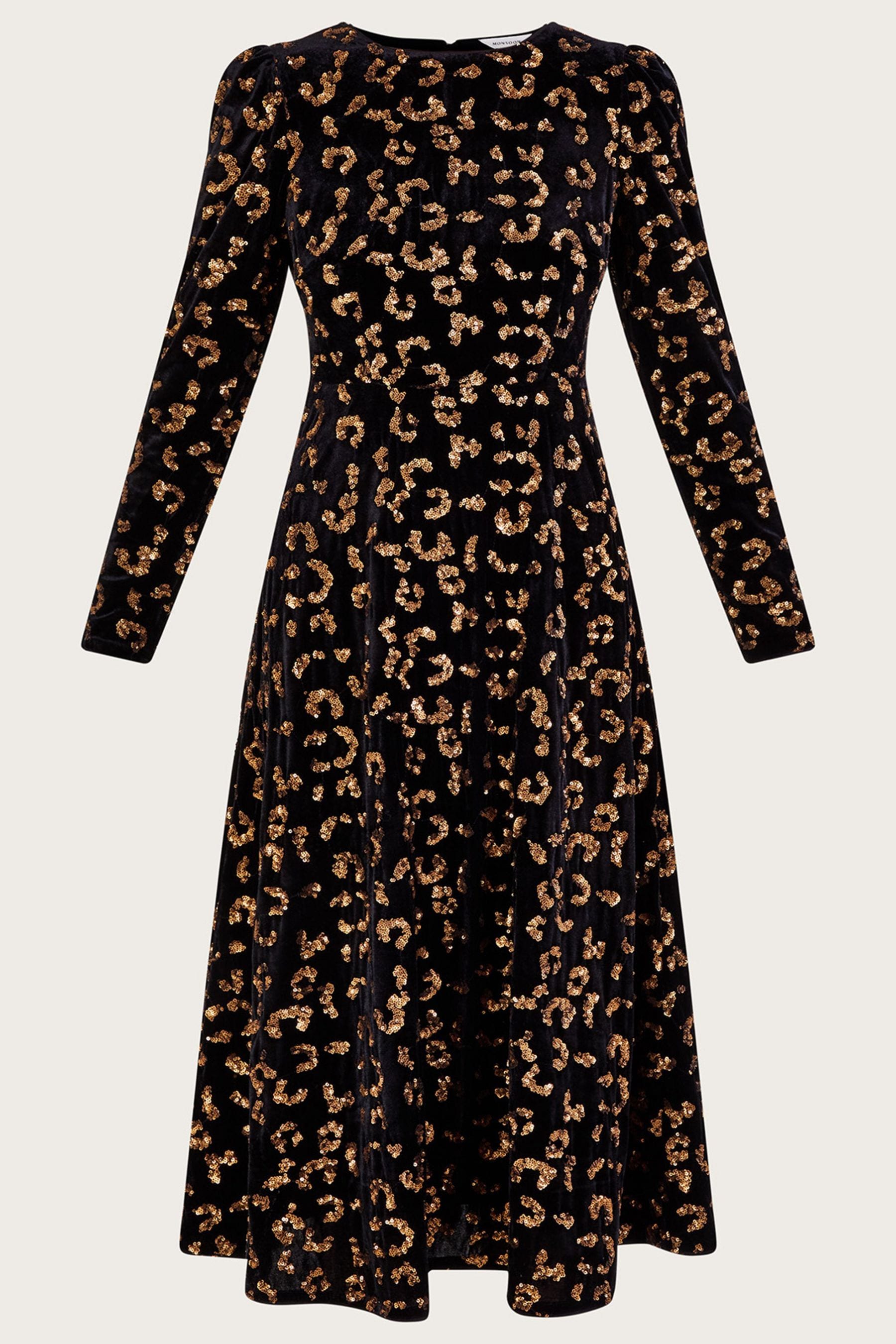 Buy Monsoon Animal Sequin Black Dress from Next Luxembourg