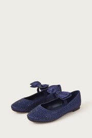 Monsoon Blue Satin Bow Ballerina Flats - Image 1 of 3