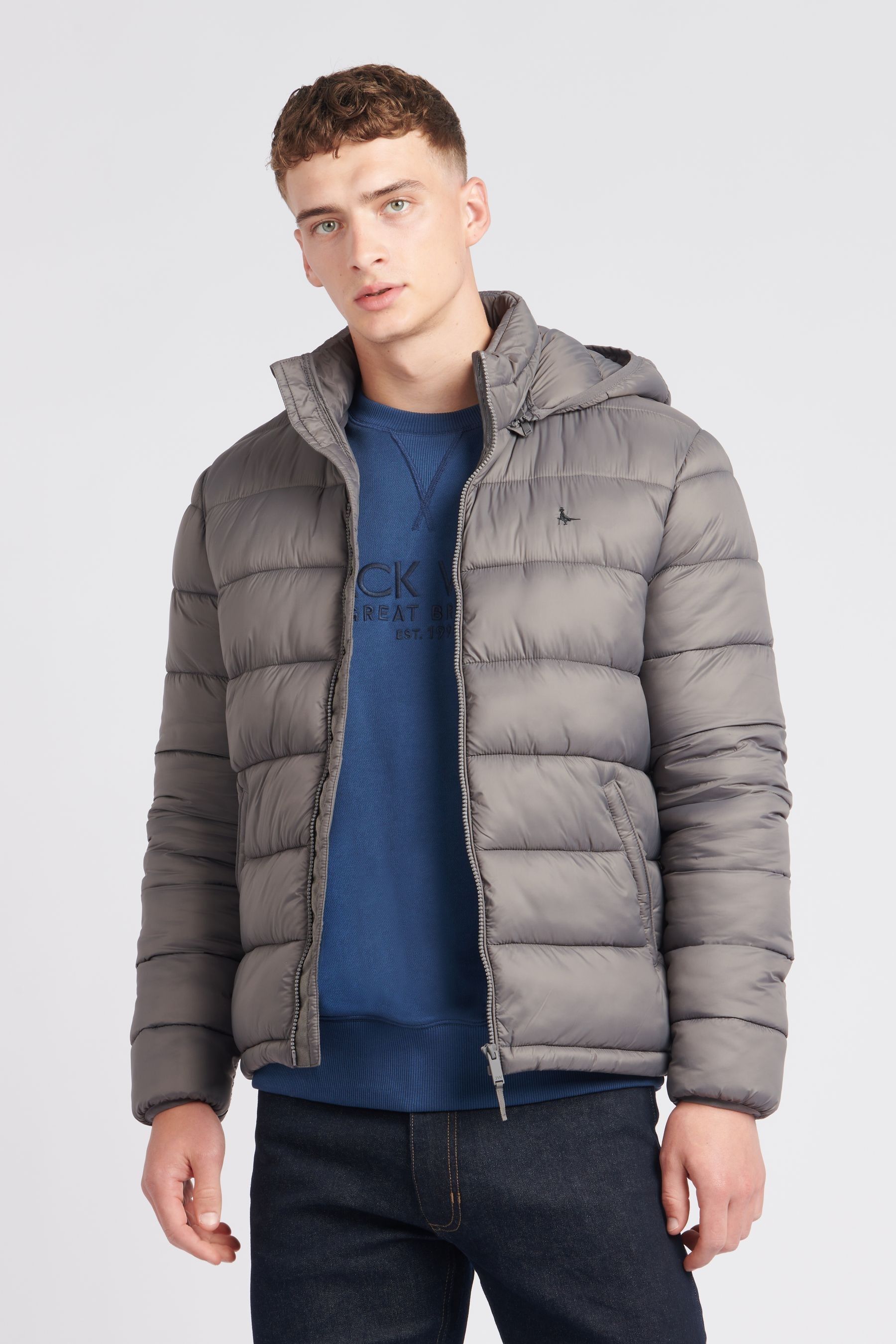 Buy Jack Wills Mens Grey Kershaw Hooded Puffer Jacket from Next Luxembourg
