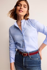 Boden Sky Blue Ruffled Cotton Poplin Shirt - Image 3 of 5