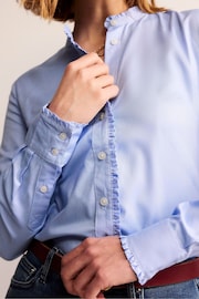 Boden Sky Blue Ruffled Cotton Poplin Shirt - Image 4 of 5