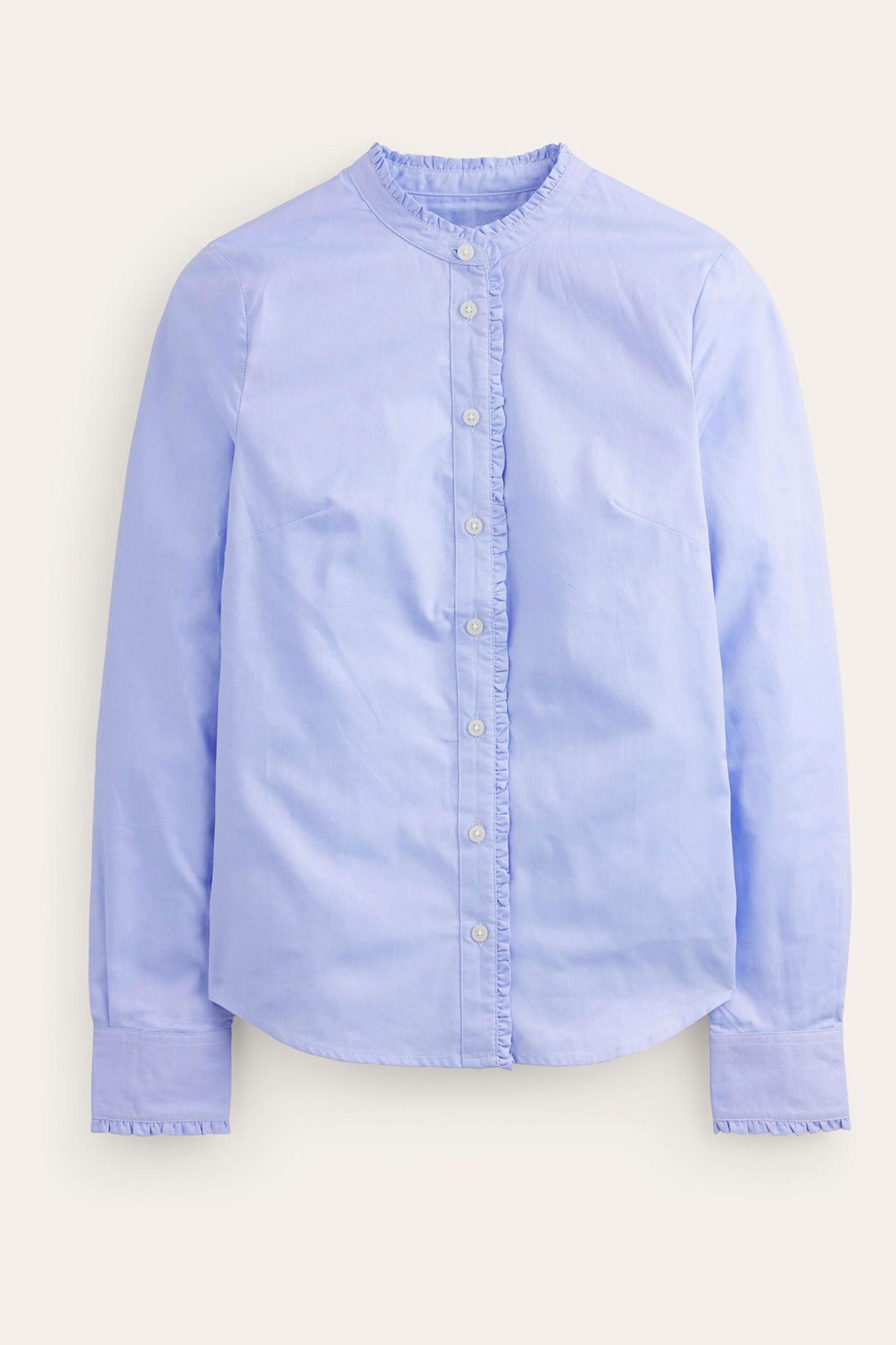 Boden Sky Blue Ruffled Cotton Poplin Shirt - Image 5 of 5