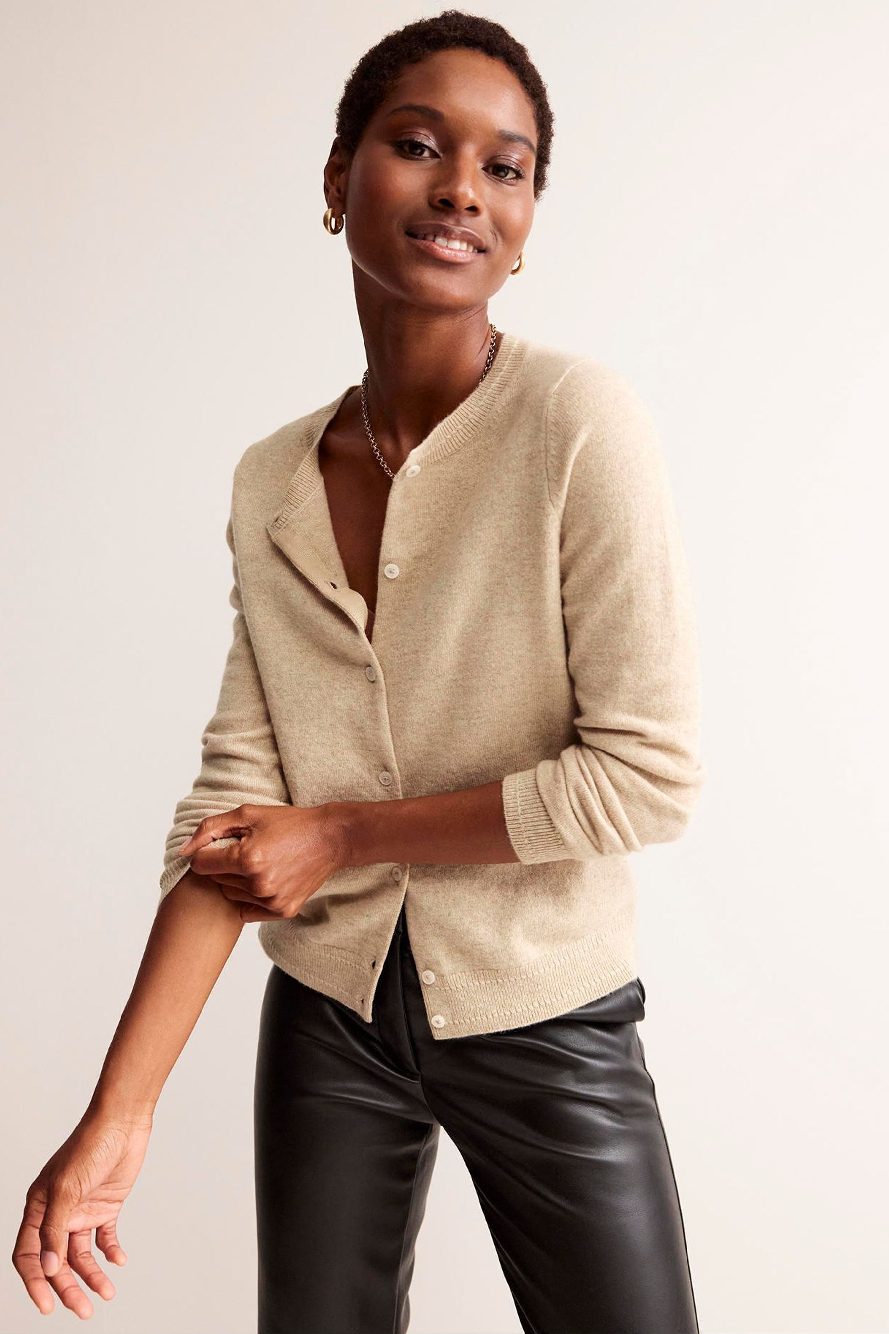 Buy Boden Natural Eva Cashmere Crew Cardigan from the Next UK online shop