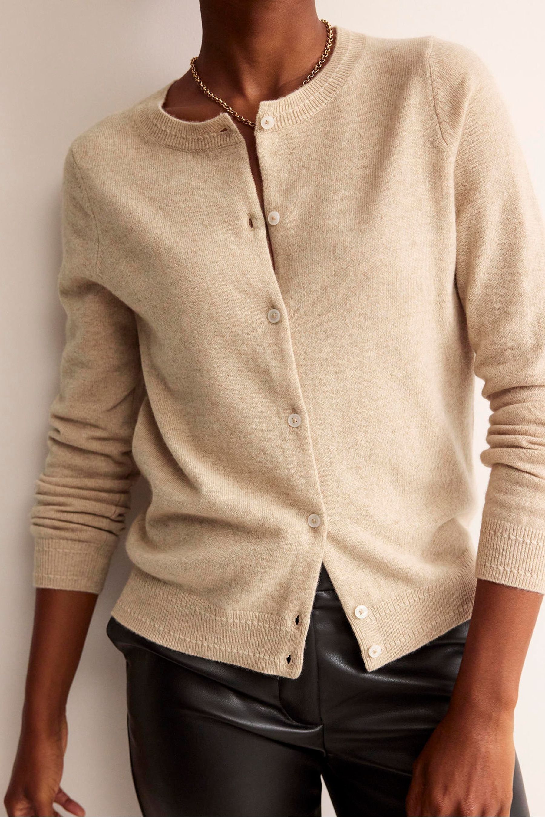 Boden Natural Eva Cashmere Crew Cardigan