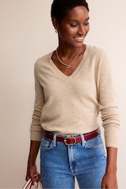 Boden Natural Eva Cashmere V-Neck Jumper - Image 1 of 6