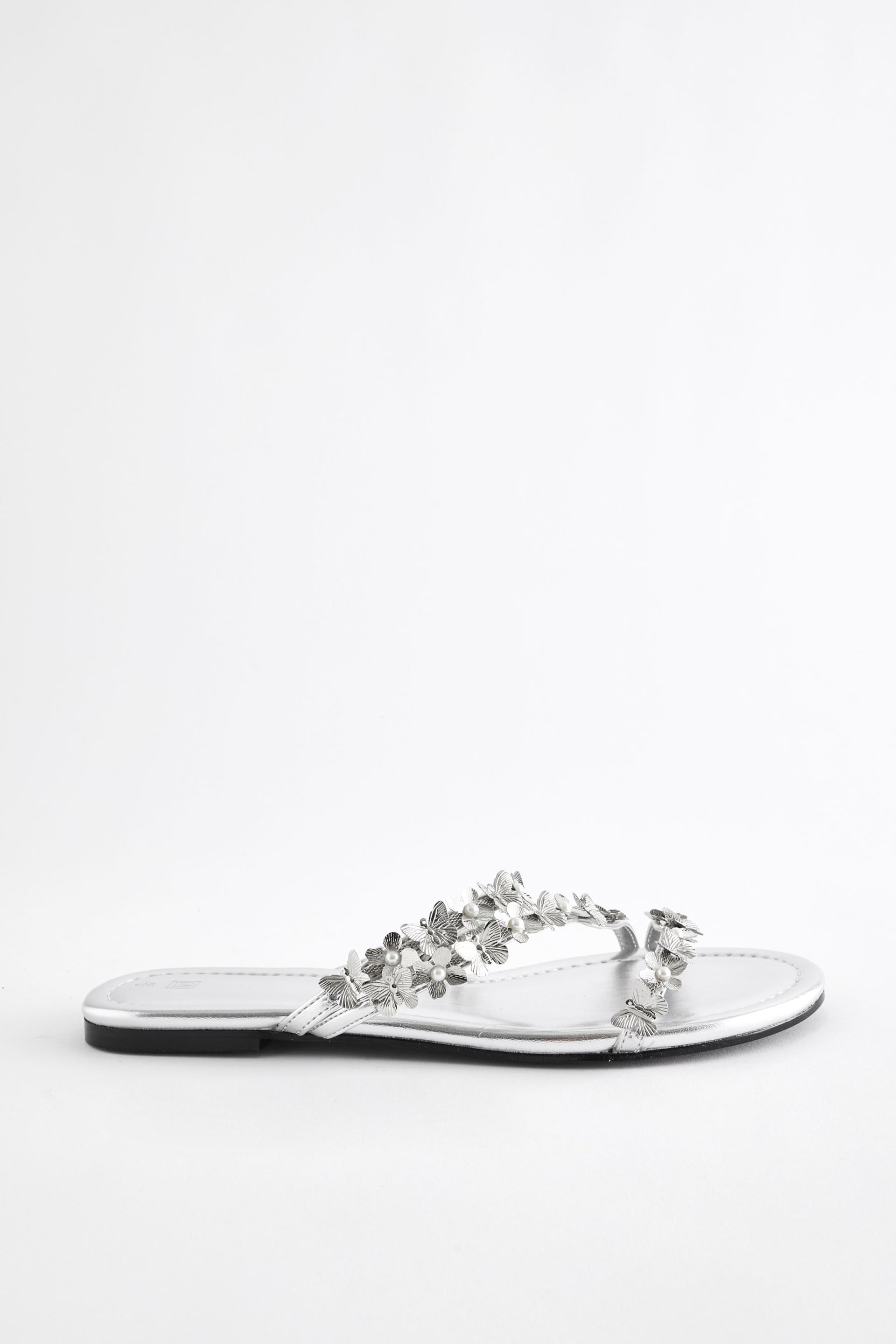 Silver Butterfly Strappy Mules - Image 4 of 7