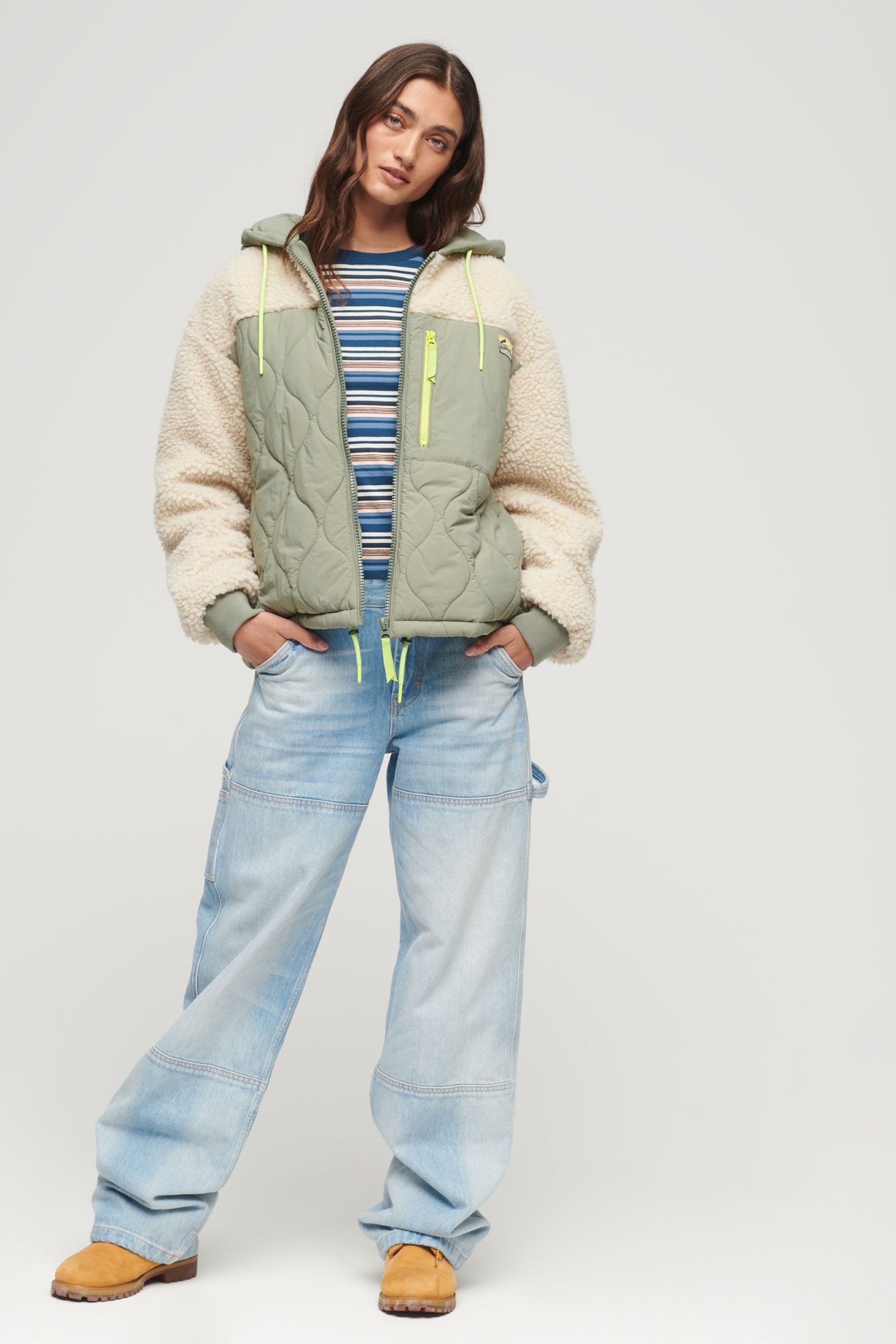 Superdry wool padded hybrid coat hotsell