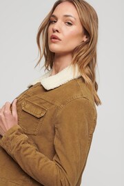 Superdry Brown Cropped Sherpa Lined Cord Jacket - Image 4 of 6