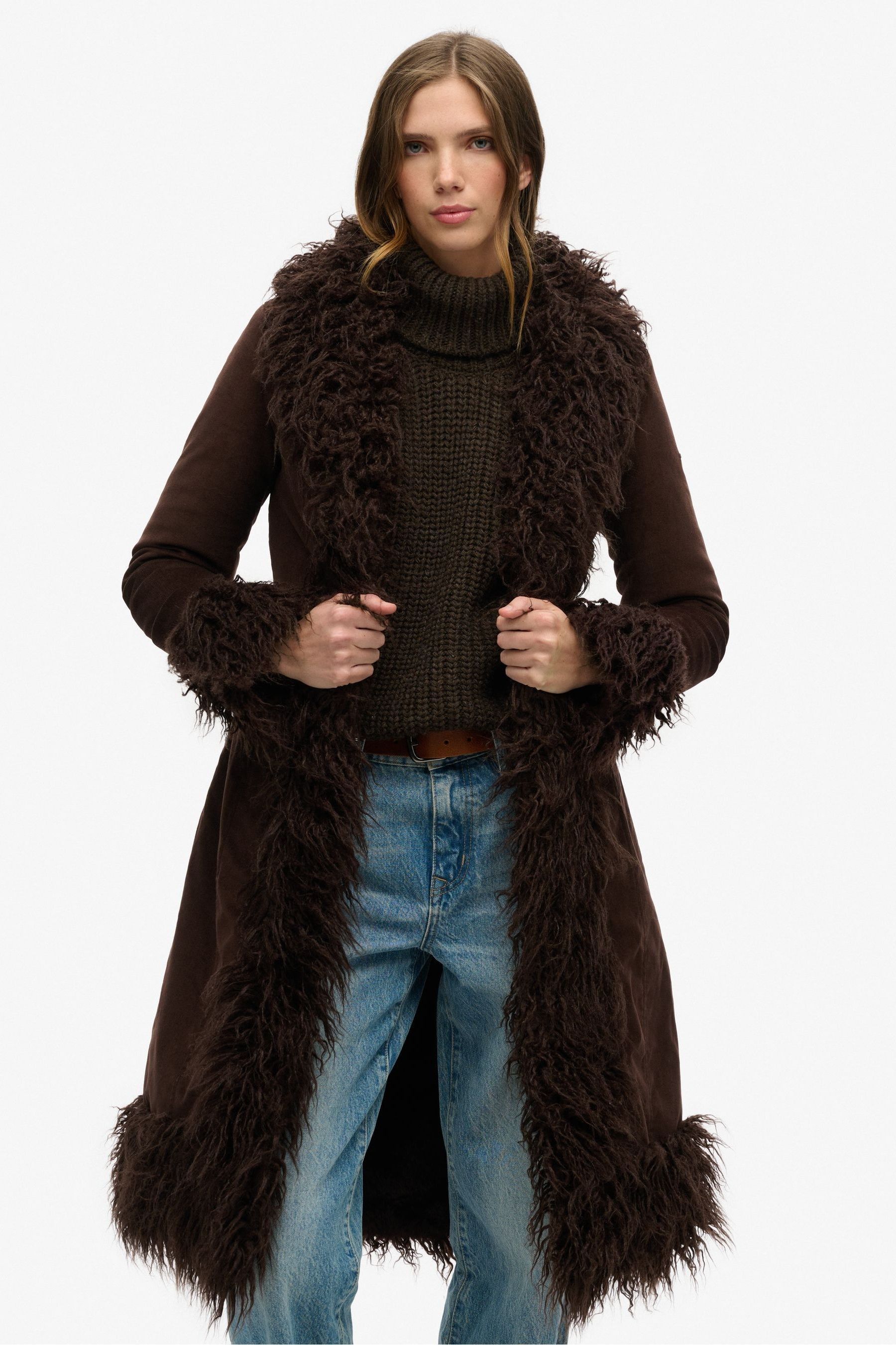 Fur lined long coat outlet
