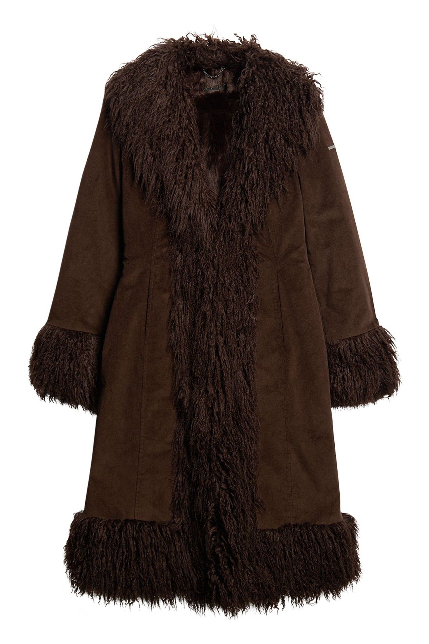 Buy Superdry Brown Faux Fur Lined Longline Afghan Coat from the Next UK online shop
