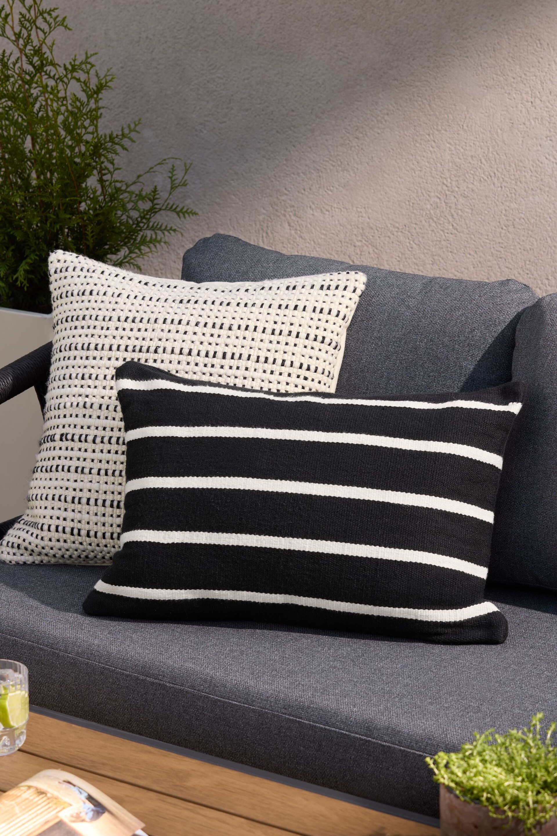 Monochrome Stripe Indoor/Outdoor 40 x 59cm Cushion - Image 1 of 5