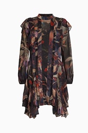 AllSaints Brown Fleur Long Sleeve Tippi Dress - Image 8 of 8