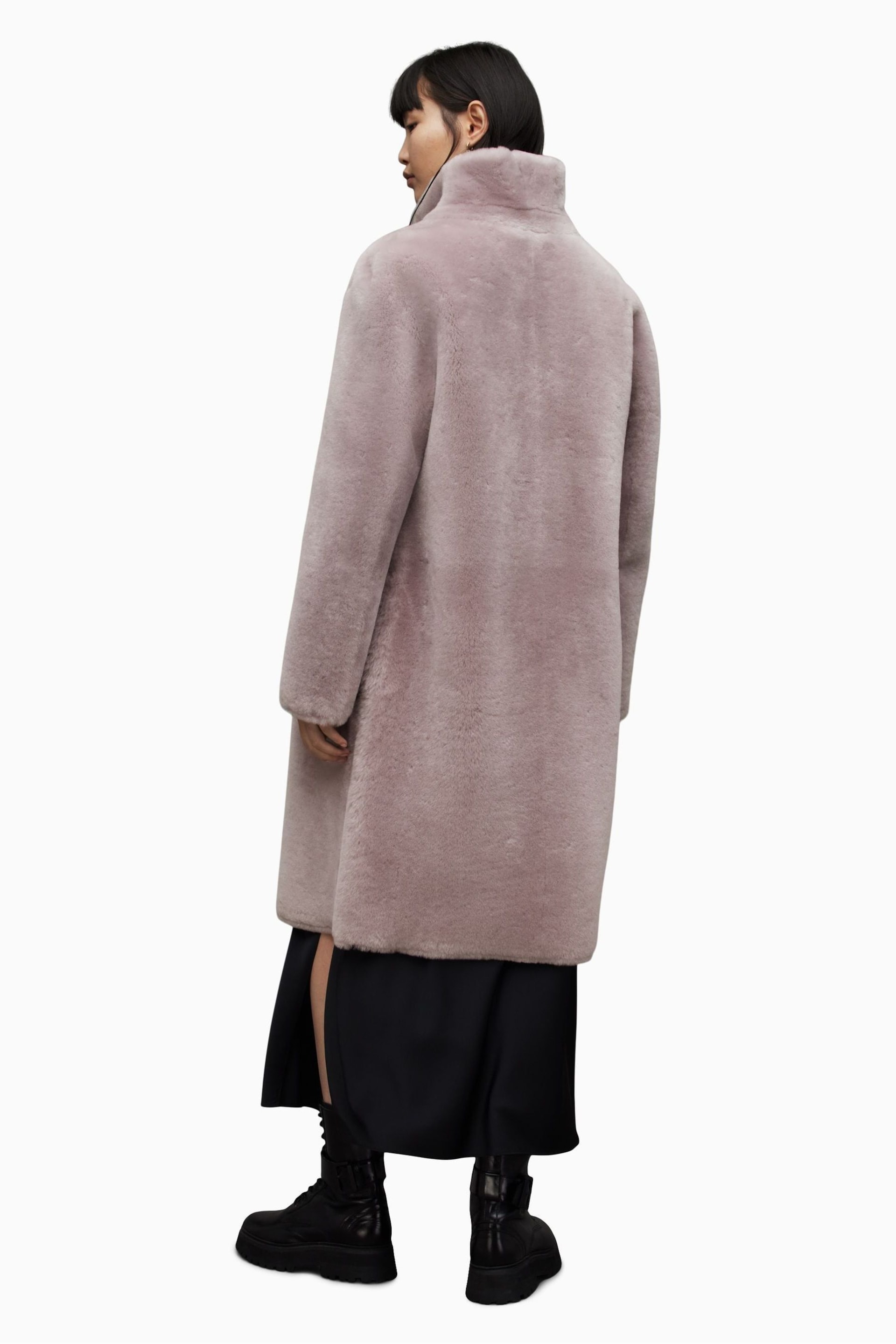 AllSaints Pink Serra Shearling Coat - Image 2 of 9