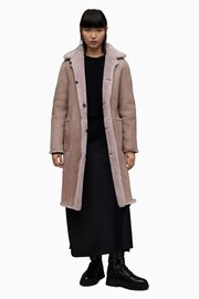 AllSaints Pink Serra Shearling Coat - Image 6 of 9