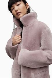 AllSaints Pink Serra Shearling Coat - Image 8 of 9