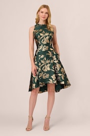 Adrianna Papell Green Ruffle Jacquard Dress - Image 1 of 7