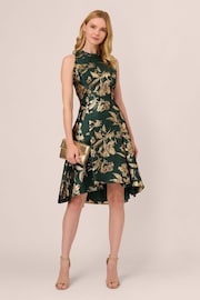 Adrianna Papell Green Ruffle Jacquard Dress - Image 3 of 7