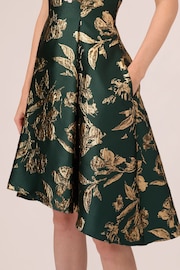 Adrianna Papell Green Ruffle Jacquard Dress - Image 4 of 7