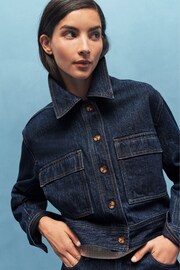 Dark Blue Boxy Denim Jacket - Image 1 of 3