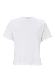 Mint Velvet White Cotton Padded T-Shirt - Image 3 of 4