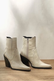 Mint Velvet Cream Blocked Cowboy Boots - Image 2 of 4