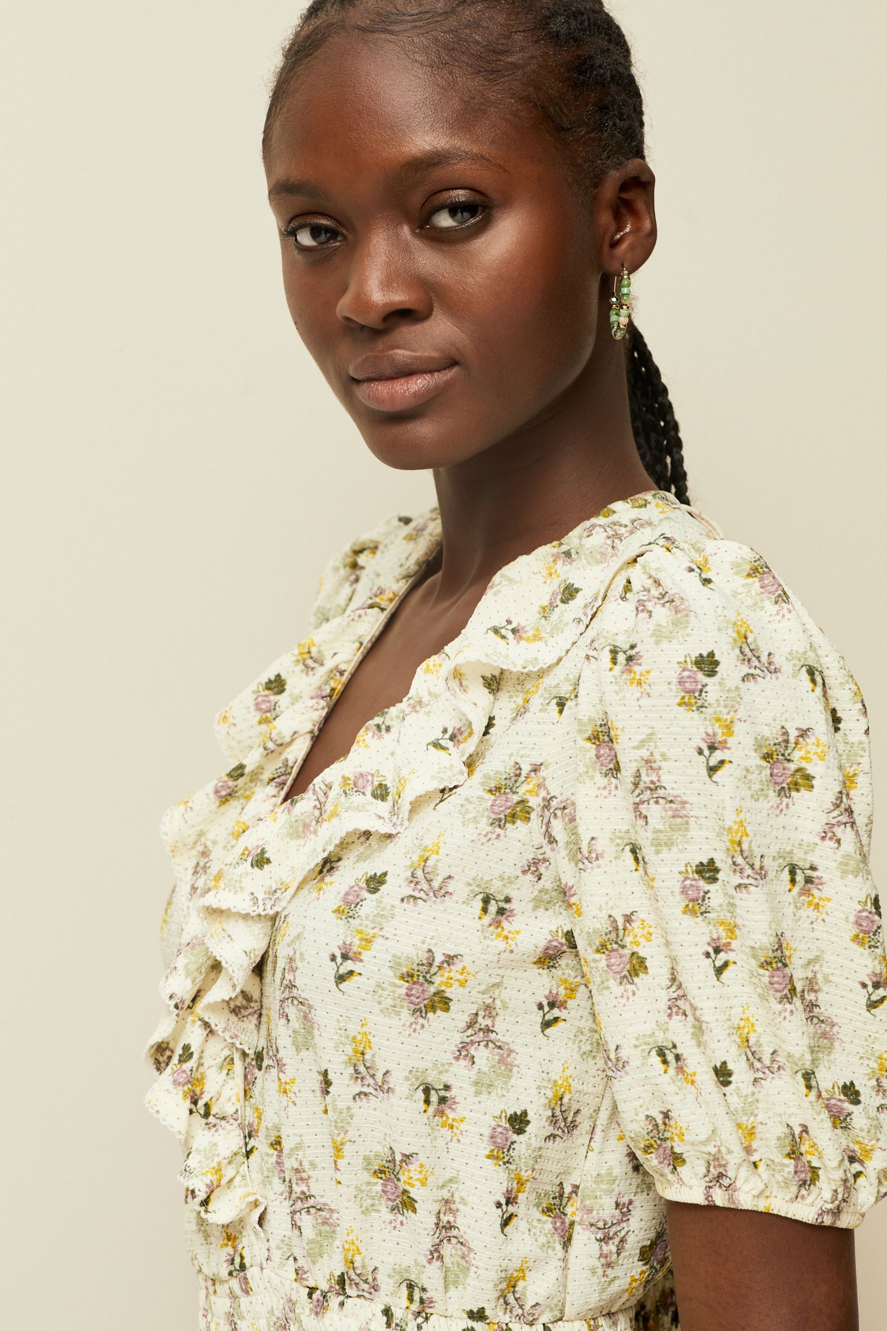 Short sleeve frill dress best sale