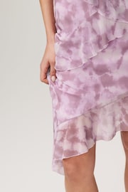Lilac Floral Print Ruffle Asymmetric Mesh Mini Cami Dress - Image 6 of 8