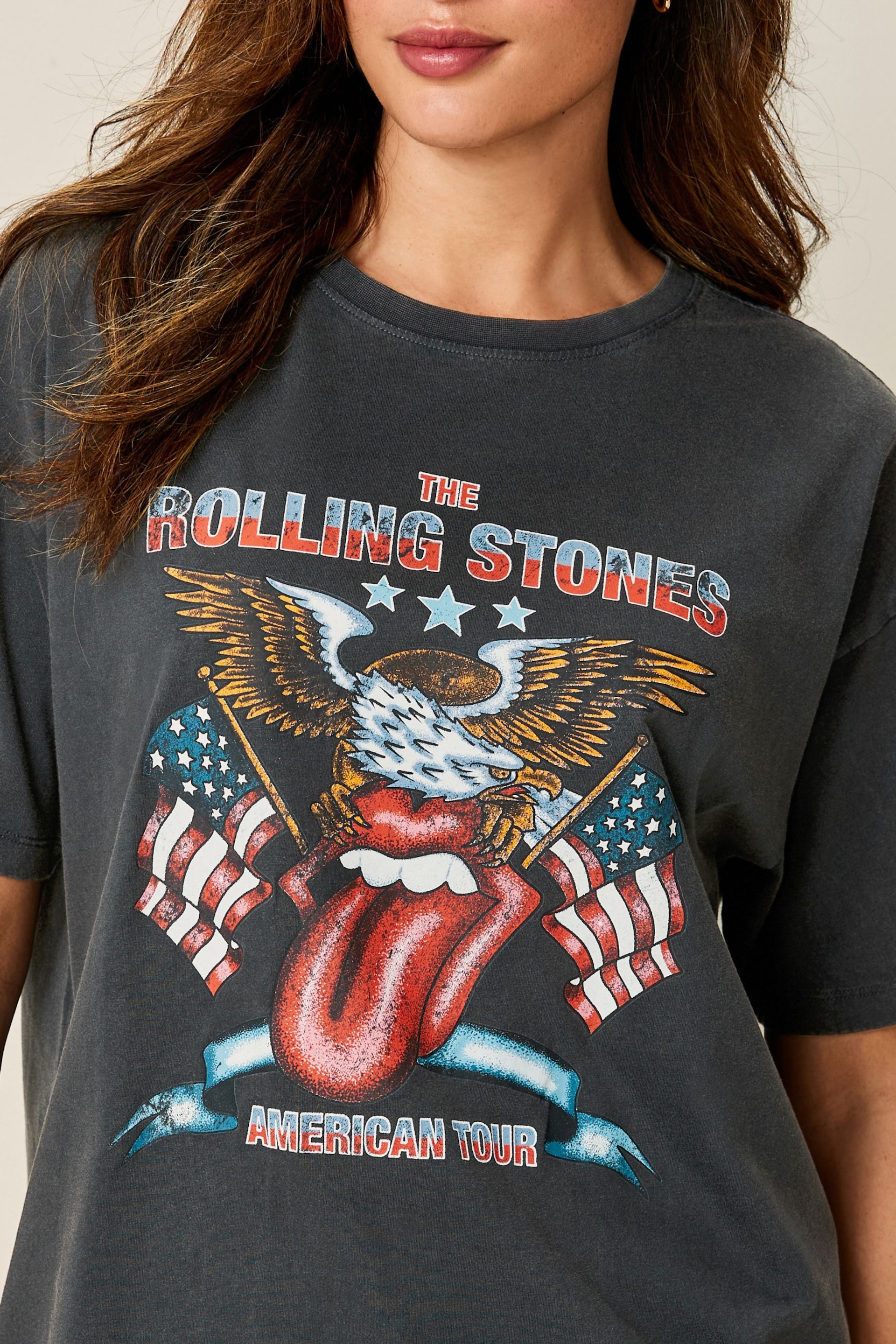 Charcoal Grey License Rolling Stones Band Graphic Short Sleeve T-Shirt - Image 4 of 6